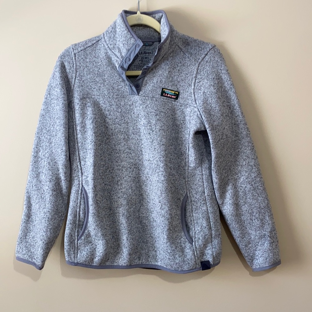 Grey LL Bean 3/4 Button Pullover Size xs